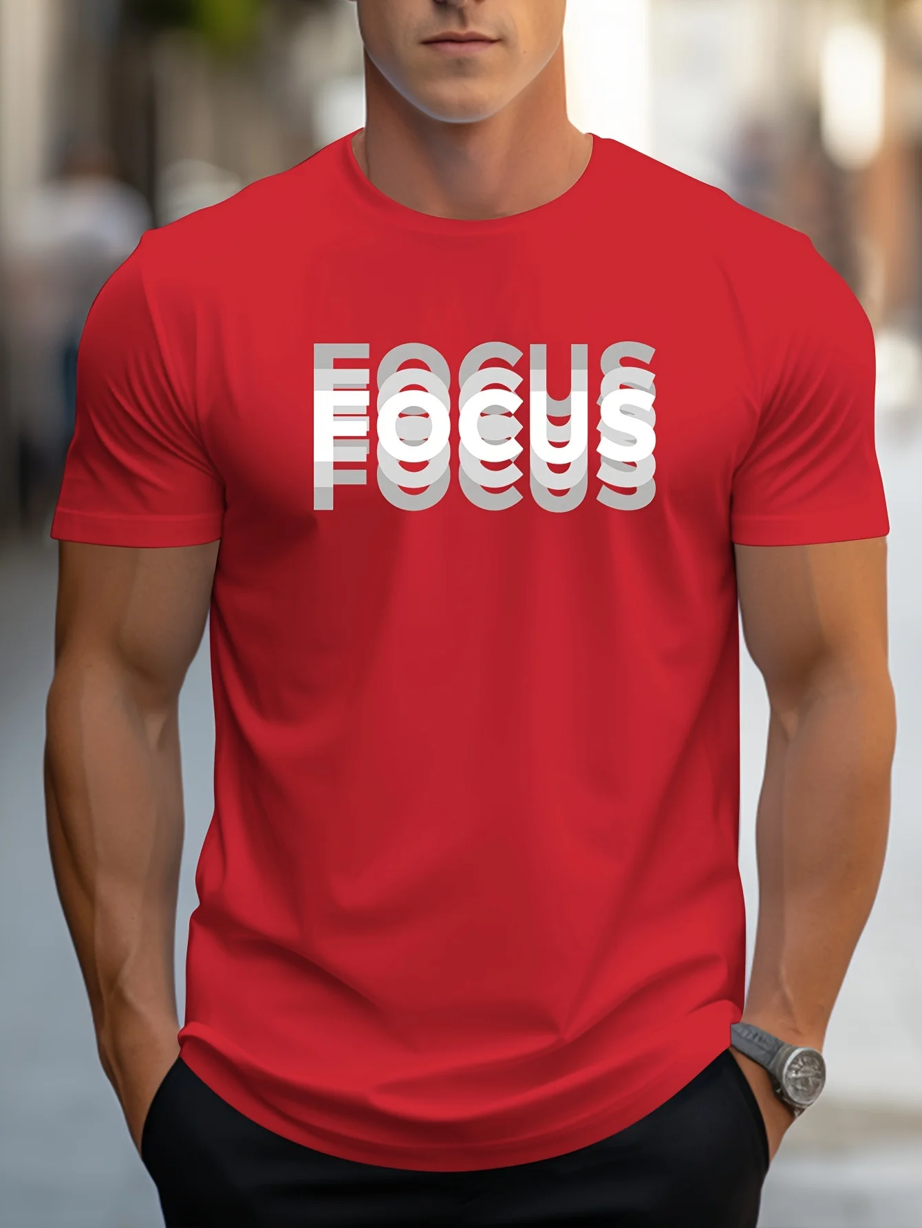 FOCUS Print Herren-T-Shirt mit Rundhalsausschnitt, kurzärmelig, bequemes T-Shirt, lockeres, lässiges Oberteil für Frühling, Sommer, Urlaub, Herrenbekleidung – Detail 11