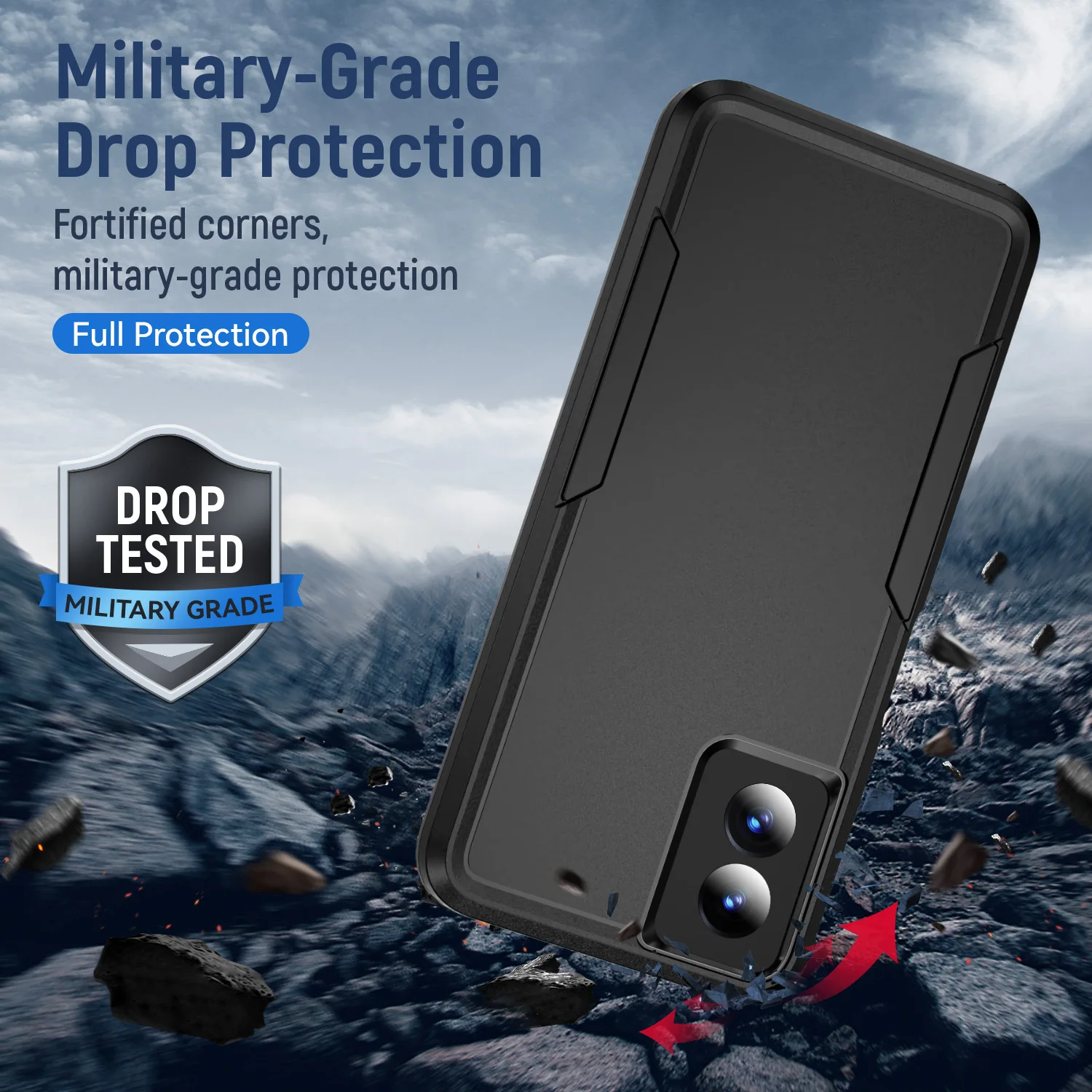 Durable Shockproof Dual Layer Protective Phone Case with Screen Protector
