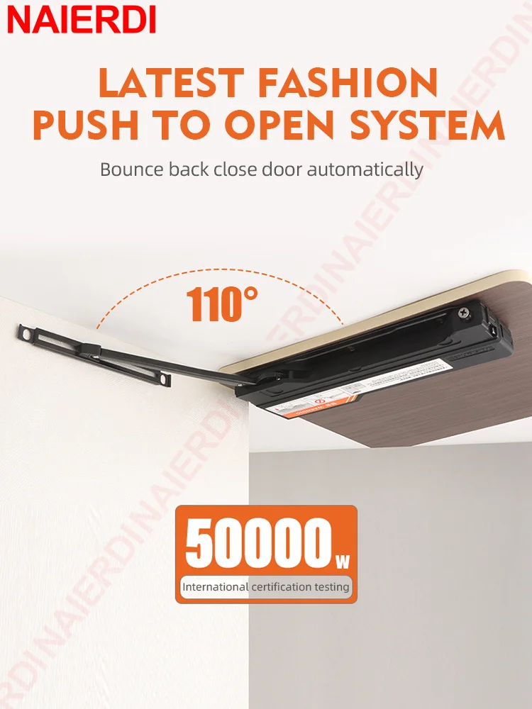 Naierdi-porta do Armário Automática Mais Perto Empurre para Abrir as Capturas do Armário Alças Ocultas Fechamento Suave para Armários Hardware