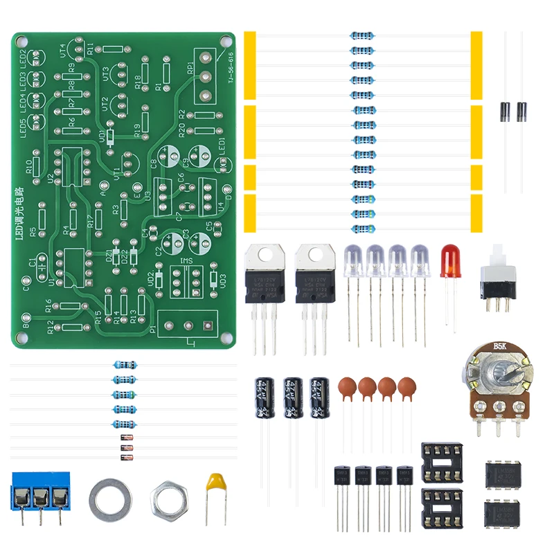 PCB Board Assembly LED Dimming Electronics Teaching Practical Training Circuit Board Soldering Kits