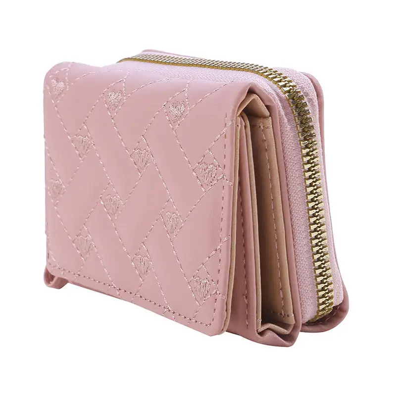 Elegant Embroidered PU Leather Tri-Fold Wallet with Multiple Card Slots and Coin Pocket
