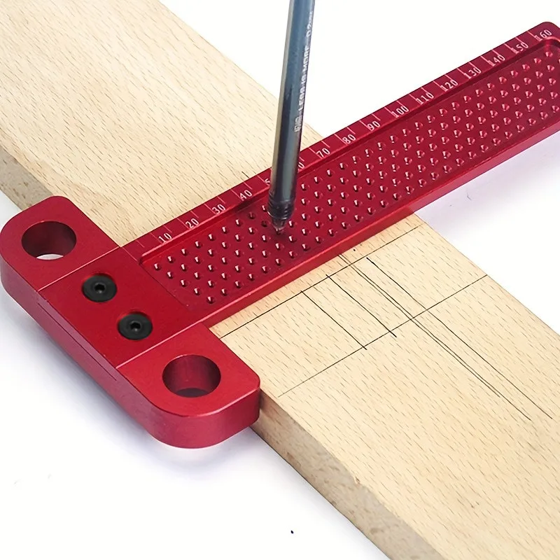 목공 스크라이브 T 타입 눈금자 홀 스크라이빙 눈금자, 알루미늄 합금 라인 드로잉 그무개, DIY 측정 도구, 60-260mm