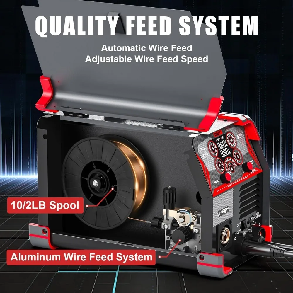 MIG Welder, 200Amp 8 in 1 Gas MIG/Gasless Flux Core MIG/Stick/Lift TIG/Spot Welding/Spool Gun Aluminum MIG Welder 4
