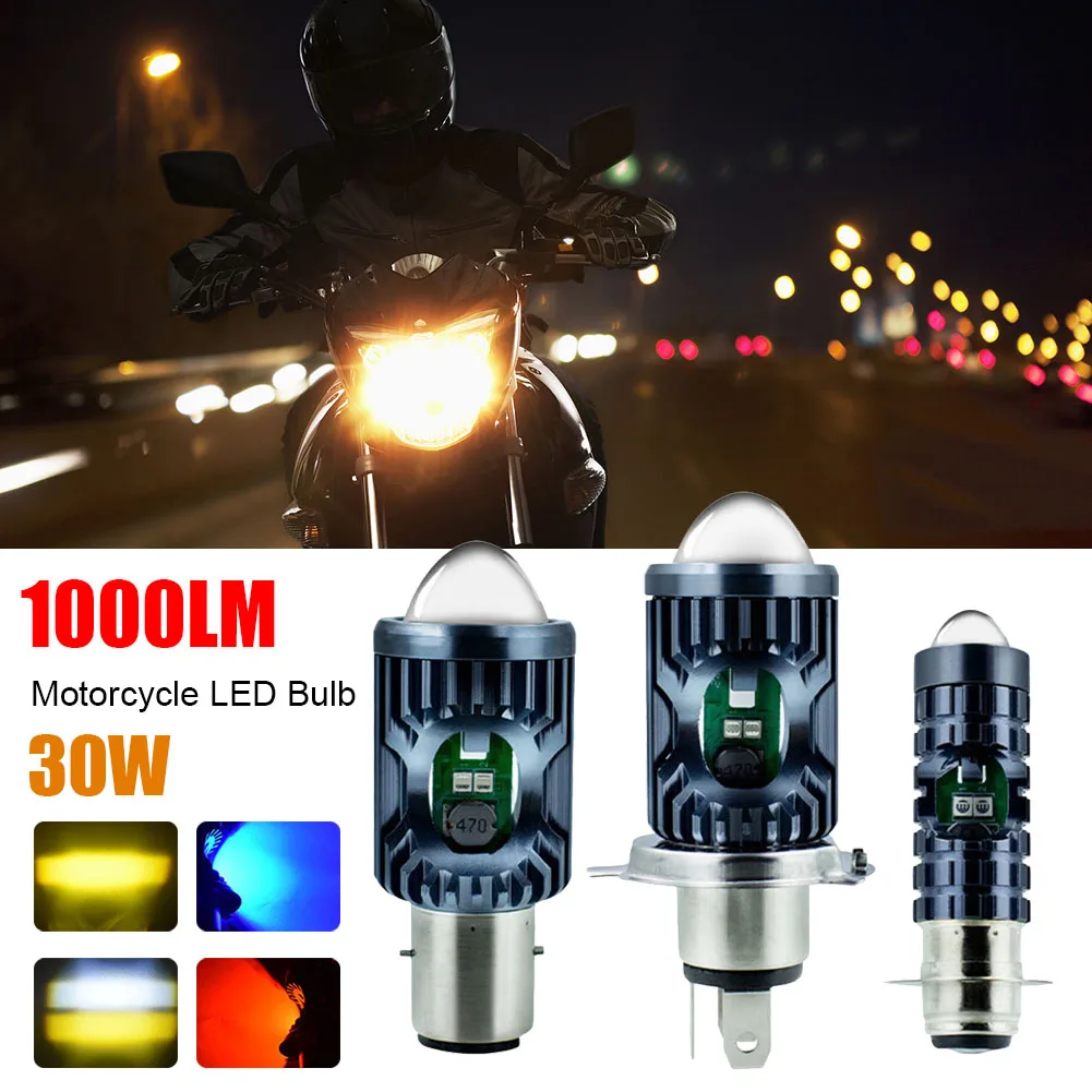 

4 Colors H4 BA20D P15D Motorcycle Headlight Bulbs 12V 1000LM Moto High/Low Beam LED Spotlight For Yamaha Kawasaki Suzuki