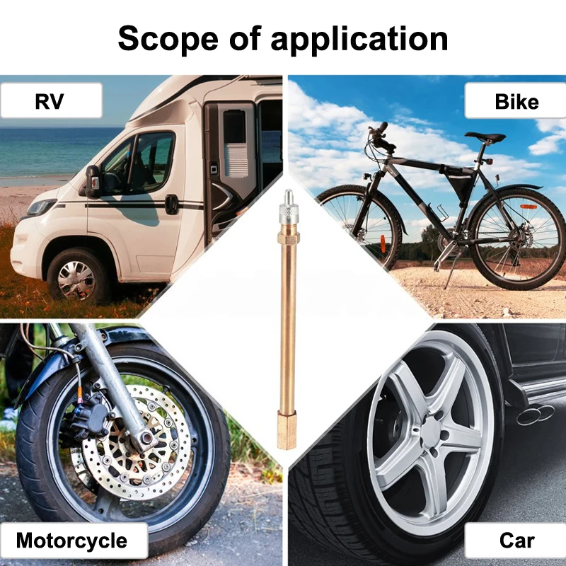 1Pc Car Auto Truck Brass Wheel Tire Valve Cap Tyre Stem Extension Pole Extender Steamboat Inflation Valve Stems Auto Accessory