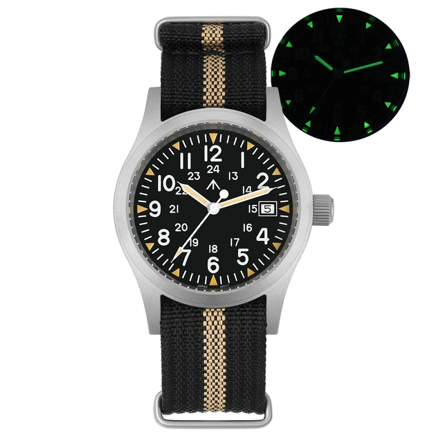 Militado ML05 38mm montre Vintage Ronda 515 mouvement à Quartz montres saphir bombé avec revêtement AR haute transparence montres lumineuses 4