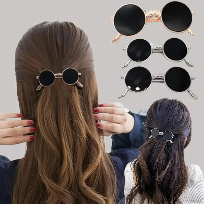 Sunglassesshapedheadbandselegantgoldandsilvermetalhairclips