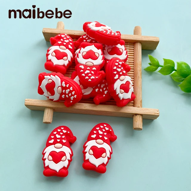 10pcs New Cartoon Silicone Valentine Beads DIY Food Grade Toys BPA
