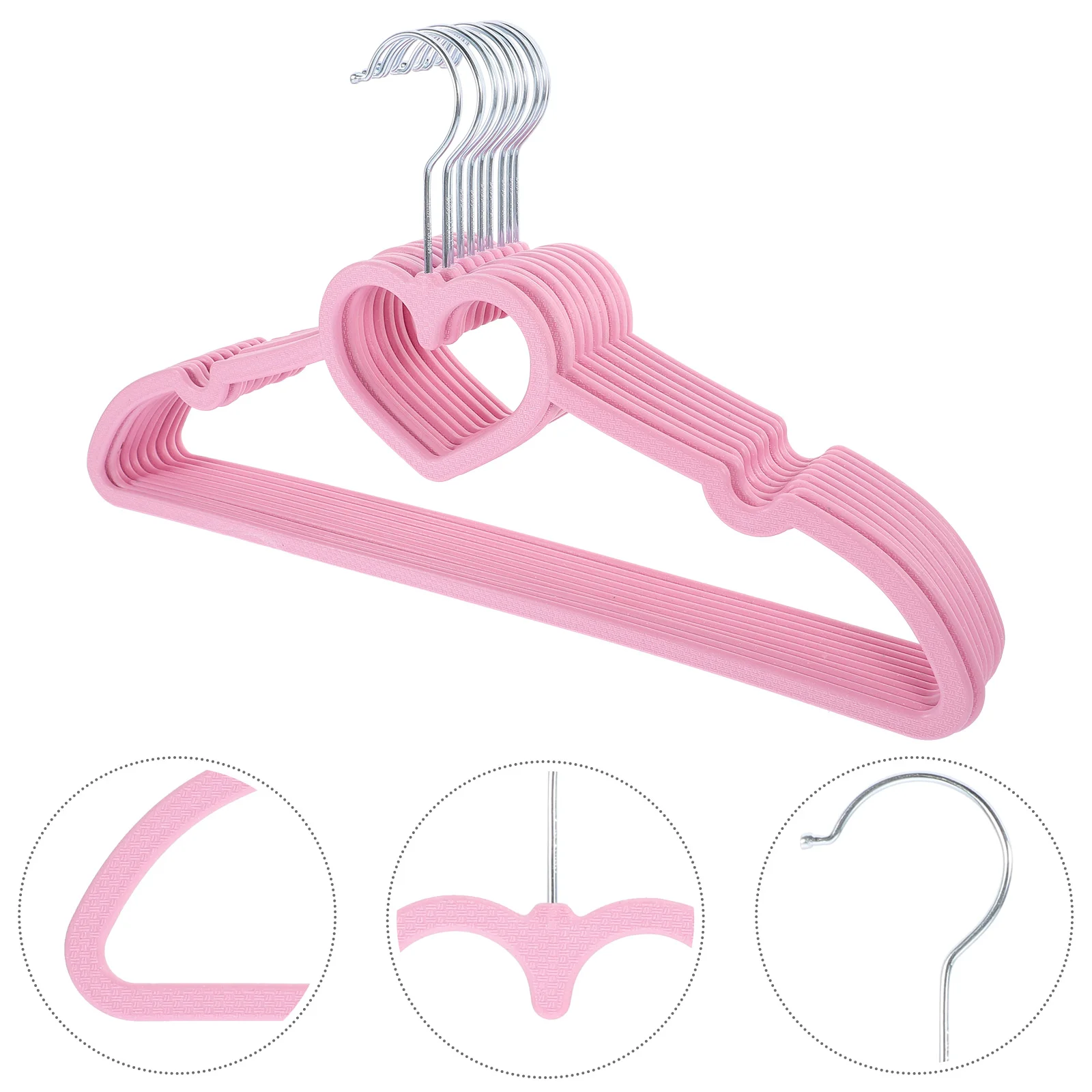 

10/15/20PCS Clothes Hanger Durable Hanger ABS Heart Pattern Coat Hanger for Adult Children Clothing Hanging Supplies (Pink)