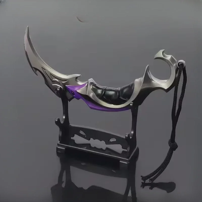 15CM Valorant Weapon Melee Reaver Karambit Knife Metal Game Peripheral Katana Samurai Sword Uncut Blade Ornaments Gift Boys Toy Game Knife Cosplay Sword Cosplay Prop Cosplay Toy