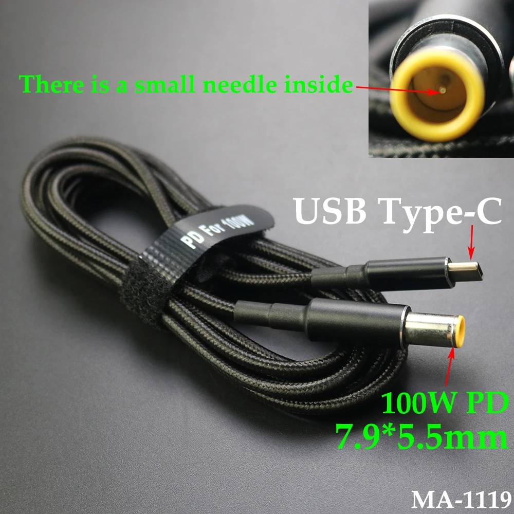 

65W 90W 100W USB C Type C Male to DC7.9X5.5mm Male PD Charger Connector Adapter Cablefor Lenovo T60 T60p T61 T61p X60
