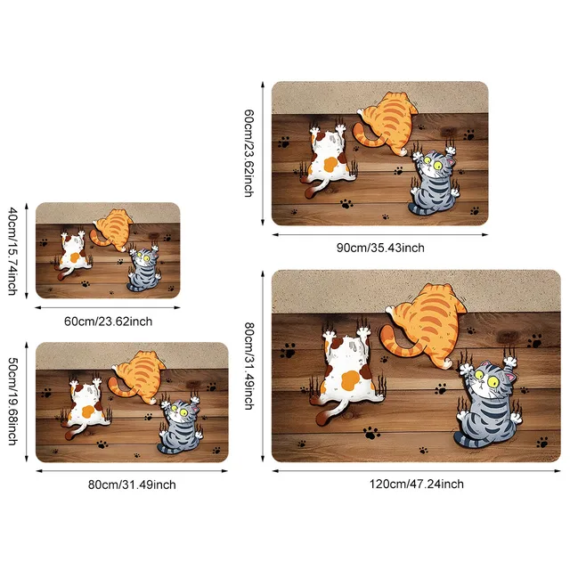 Cat: I won't fall! Durable and non slip entrance carpet for cat door mats, adding a playful charm to pet lovers' home decor 4