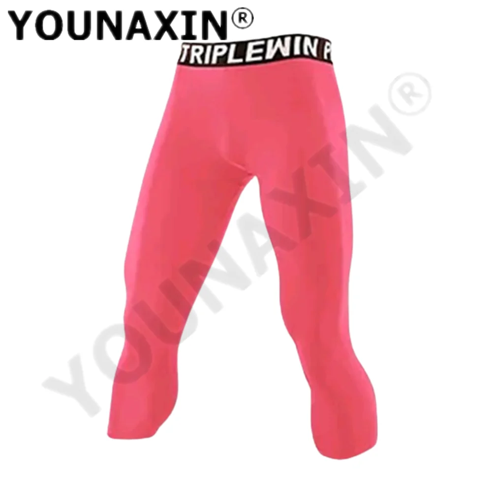 Men's Base Layer Sports 3/4 Cropped Pants Gym Basketball Football Leggings Fitness Jogger Running Workout Training Quick-Dry