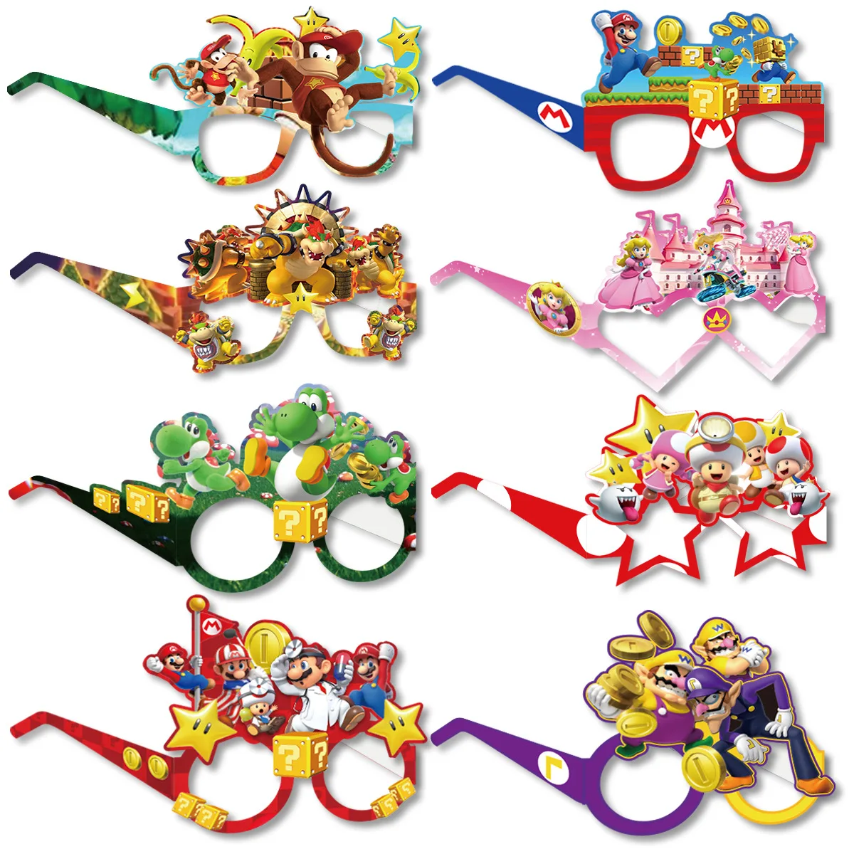 

Super Mario Glasses Mask Children's Theme Party Paper Glasses Photo Props Festival Cosplay Anime Peripheral Props Toys Gifts