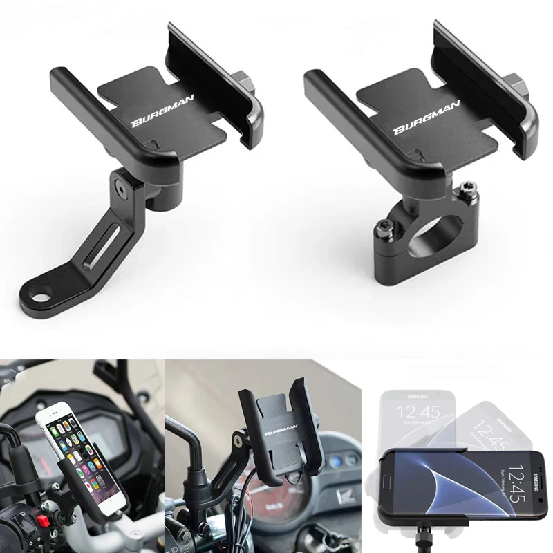For SUZUKI BURGMAN 400 650 125 200 AN125 AN250 AN400 AN650 1998-2023 Motorcycle Handlebar Mobile Phone Holder GPS Stand Bracket