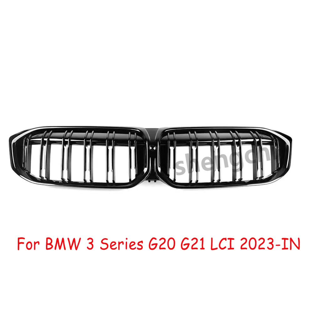 ABS Glossy Black Front Bumper Hood Kidney Replacement Grille For BMW 3  Series G20 G28 LCI 2023-IN Double Line Racing Grills