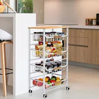 5-Tier Metal Rolling Cart with Wheels - Multi-Purpose Storage for Kitchen/Bathroom/Living Room/Office, White 3
