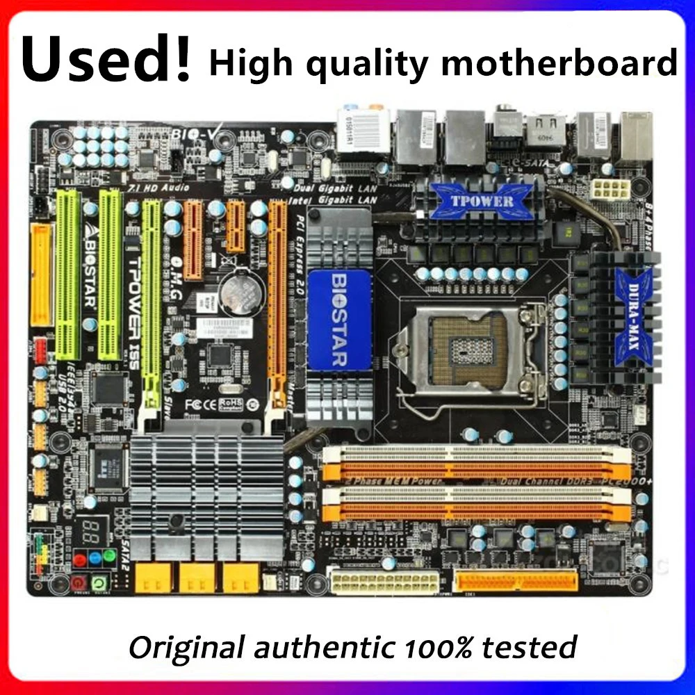 

Материнская плата для Biostar TPOWER I55 P55 LGA 1156 DDR3 16 Гб для Intel P55 SATA II оригинальная б/у материнская плата для настольного компьютера
