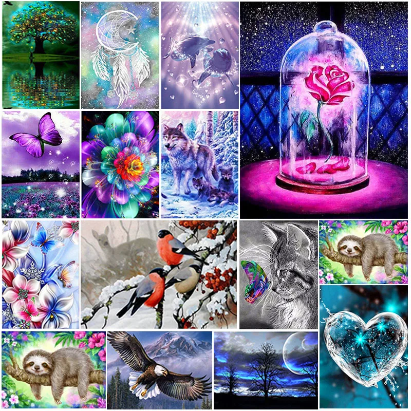 liphisfun diamond painting 5D Diy full round diamond painting animal pattern landscape cross stitch flowers scenery mosaic diamond embroidery home decor unicorn 5d diamond painting