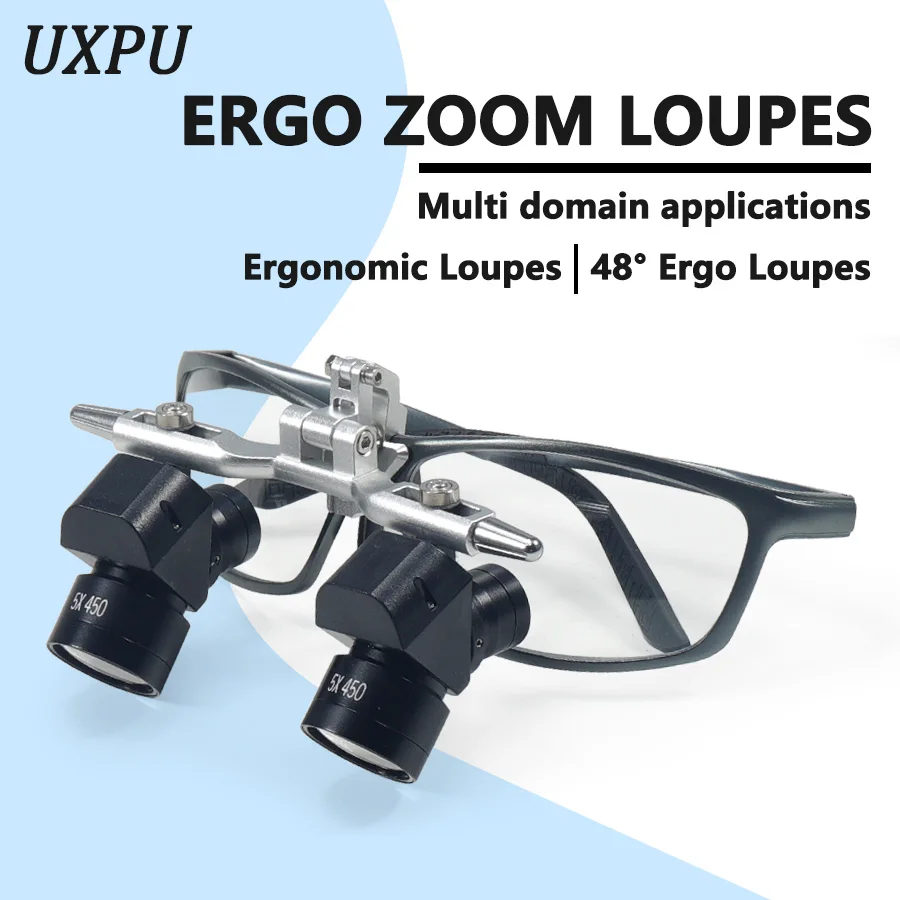5X Dental Full Metal Ergo Loupes Zoom Loupes with Adjustable