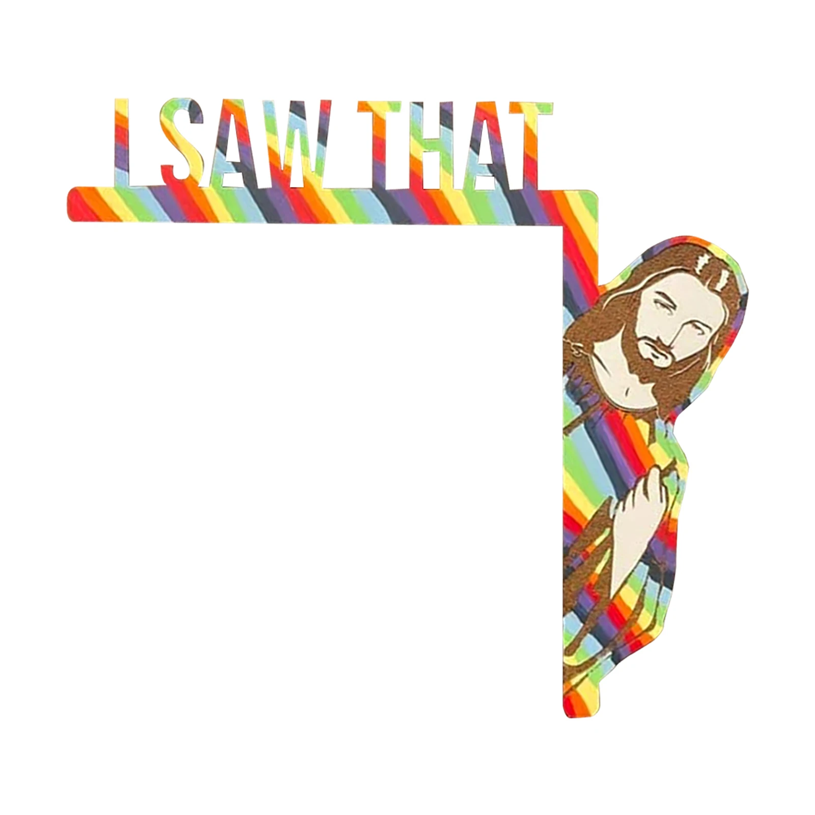 Art Craft Jesus I Saw That Holiday Left Right Wall Sculpture Party Dress Up Gift Home Decor Ornament Wood Door Frame Decoration
