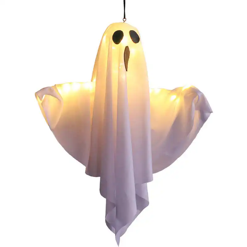 Illuminated Hanging Halloween Ghosts with LED Fairy Lights - Indoor/Outdoor Spooky Decor Prop