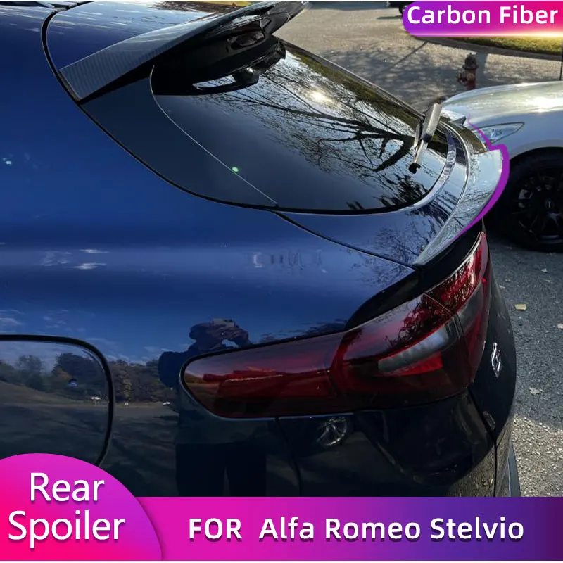 

Carbon Fiber Car Rear Trunk Middle Spoiler Wings For Alfa Romeo Stelvio 2017-2021 Auto Racing Rear Boot Lip Wing Lip Spoiler