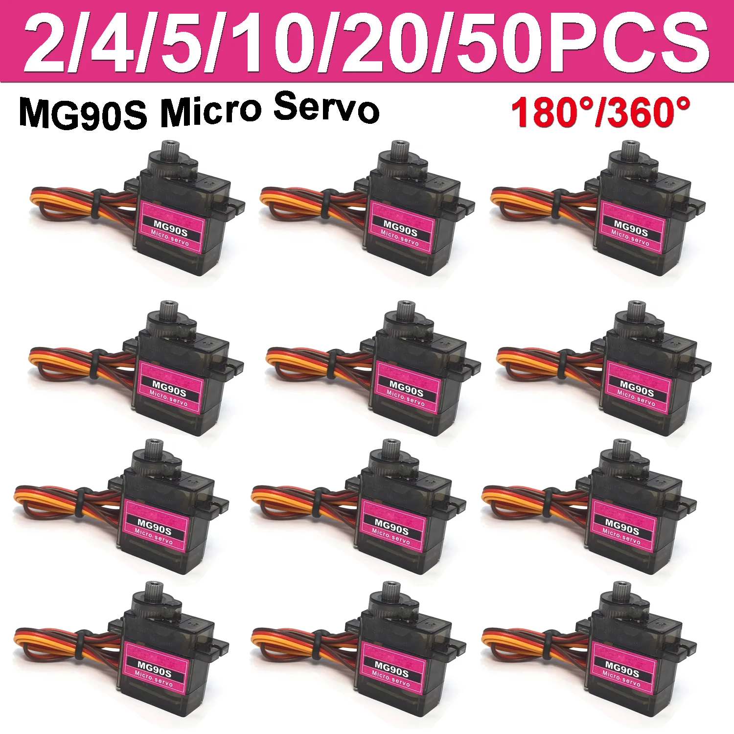 2/4/5/10/20/50 Stück MG90S Servo Vollmetallgetriebe Micro Servo 180 ° /360 ° Für RC-Helikopter, Flugzeuge, Boote, Autos, Roboter: Verbesserte Version Teile