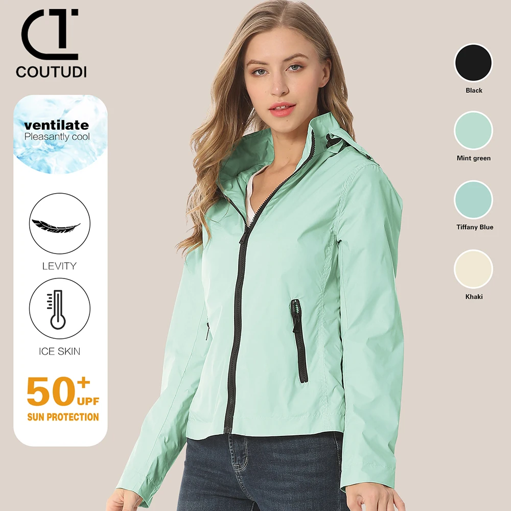 COUTUDI-Oversized Hooded Windbreaker Jacket for Women, Casual Coat, Loose Zipper, Outdoor Jackets, Ladies Outerwear, Y2K, Autumn cook shark 2020 autumn and winter new fashion casual ladies jacket korean loose trend jacket outdoor windproof waterproof jacket