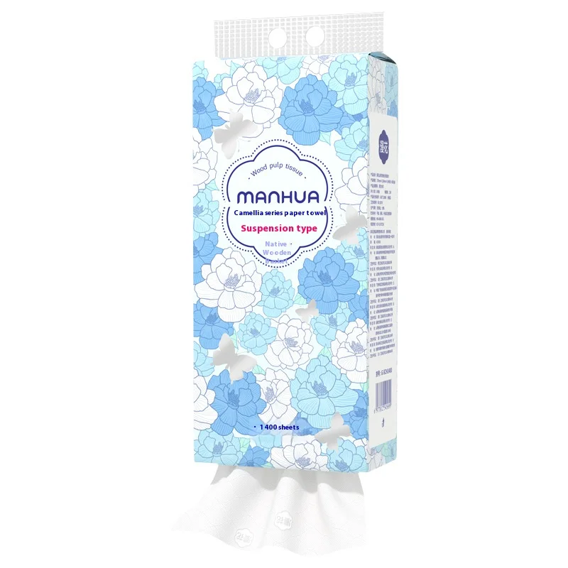 1400 Sheets of Hanging Toilet Paper Family Pack Four Layers of Thickened Paper Towels Original Wood Household Wet and Dry Napkin