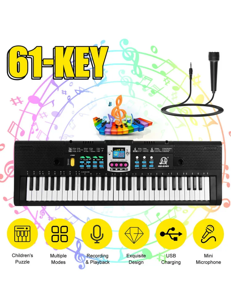 61key Multifunctional Electronic Keyboard Children Digital Electric Piano Microphone Beginner Electronic Keyboard Instrument electronic musical instrument midi control keyboard