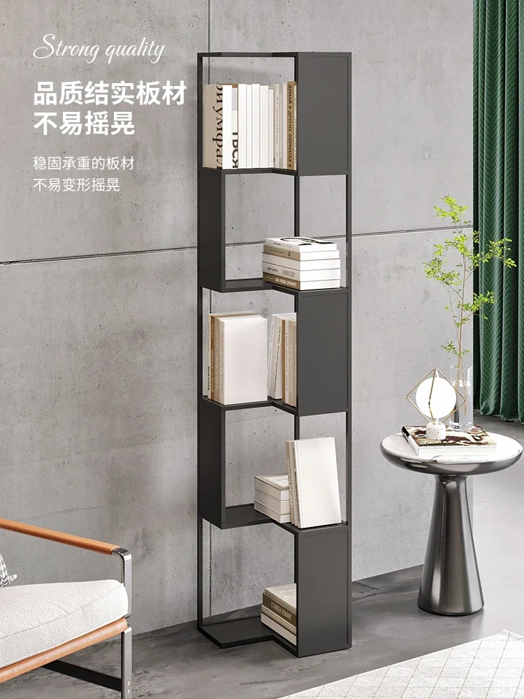 Household living room multi-layer wrought iron bookcase storage rack floor-to-ceiling modern simple vertical corner bookshelf sh