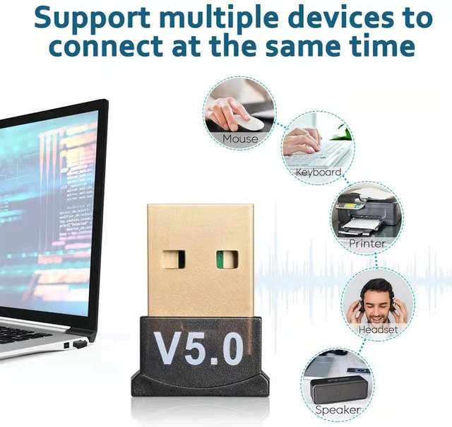 Adaptador Bluetooth USB para PC, Bluetooth Dongle 5.0 para PC de