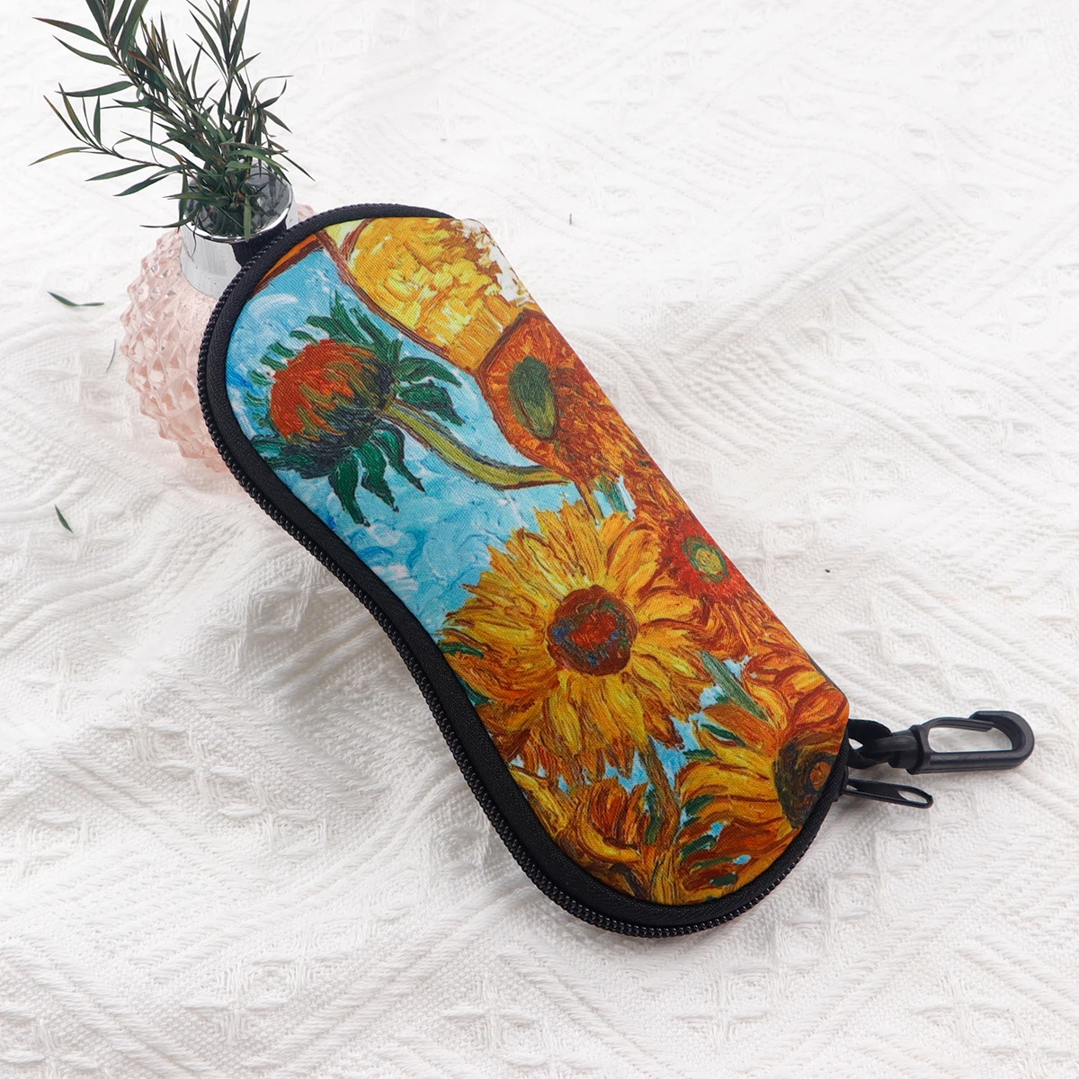 Van Gogh Ölgemälde Brillen Weiche Stofftaschen Sonnenbrillen Taschen Brillenetuis Reißverschluss Männer Frauen Brillenetui Brillenetui – Detail 4