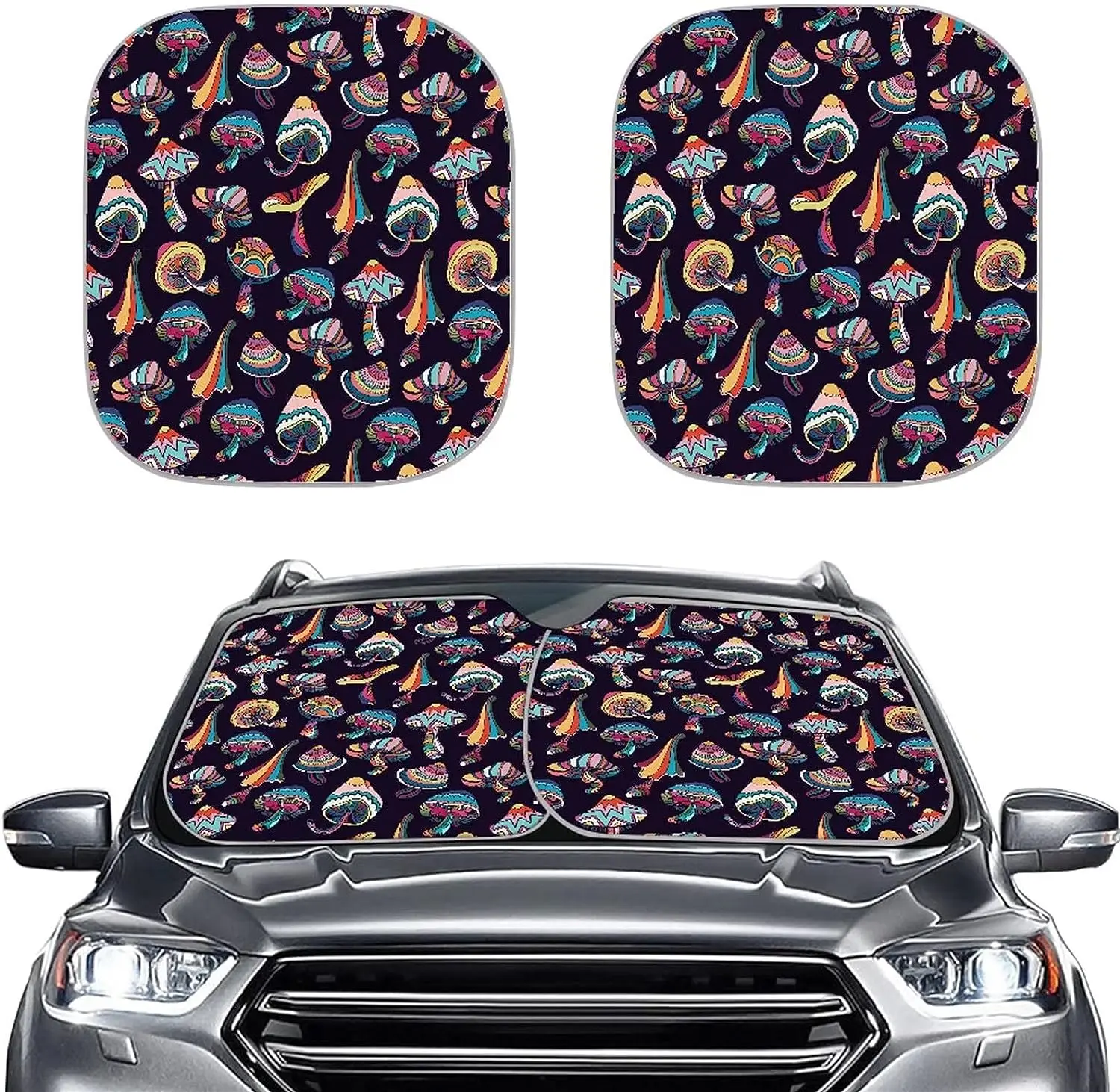 

Cartoon Mushroom Car Windshield Sunshade Foldable Blocks UV Rays Sun Visor Protector Sunshade To Keep Vehicle Cool Universal