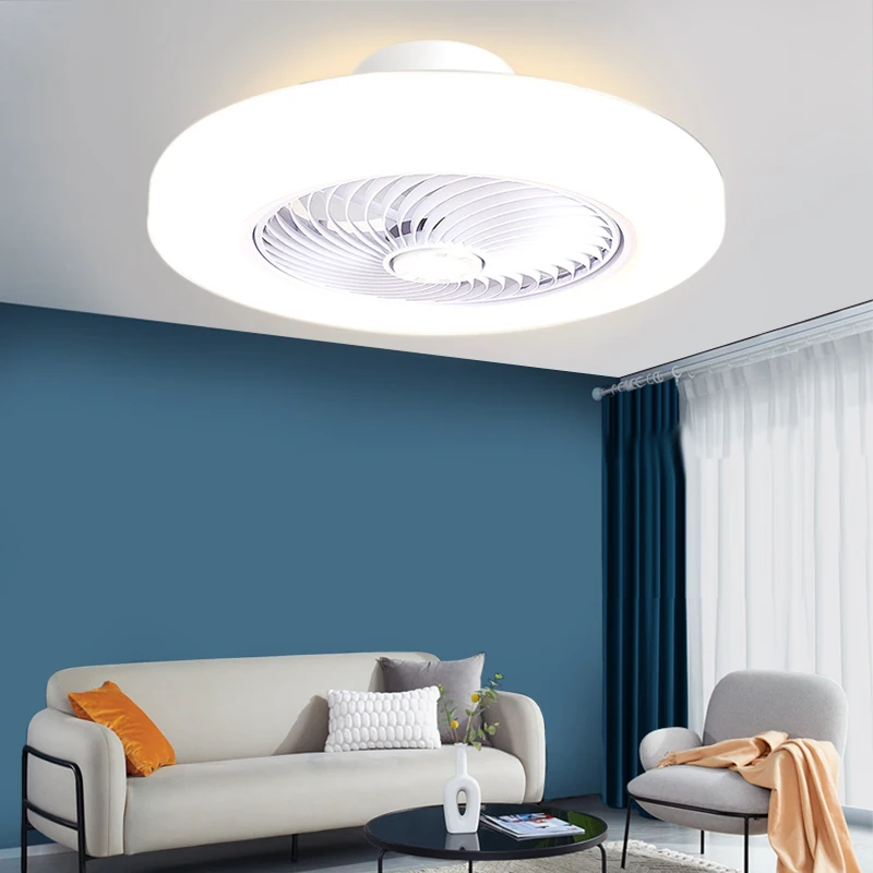 Smart ceiling fan 46cm fans with lights remote control bedroom decor ventilator lamp air Invisible Blades Retractable Silent
