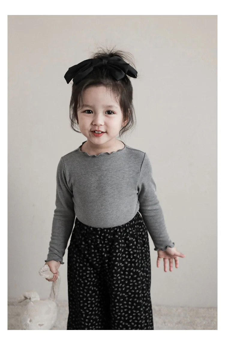 Langarmoberteil für Mädchen im koreanischen Stil – weicher Stretchstrick mit Spitzenbesatz, Kaschmir-Feeling-Schicht für Kinderkleidung im Frühling und Herbst – Detail 24