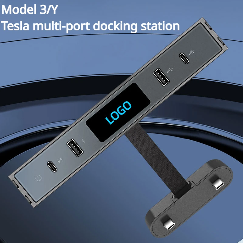 

27 Вт подставка для быстрой зарядки для 2023 Tesla Model 3/Y USB многопортовый конвертер Поддержка мобильного телефона Быстрая зарядка умный автомобильный адаптер