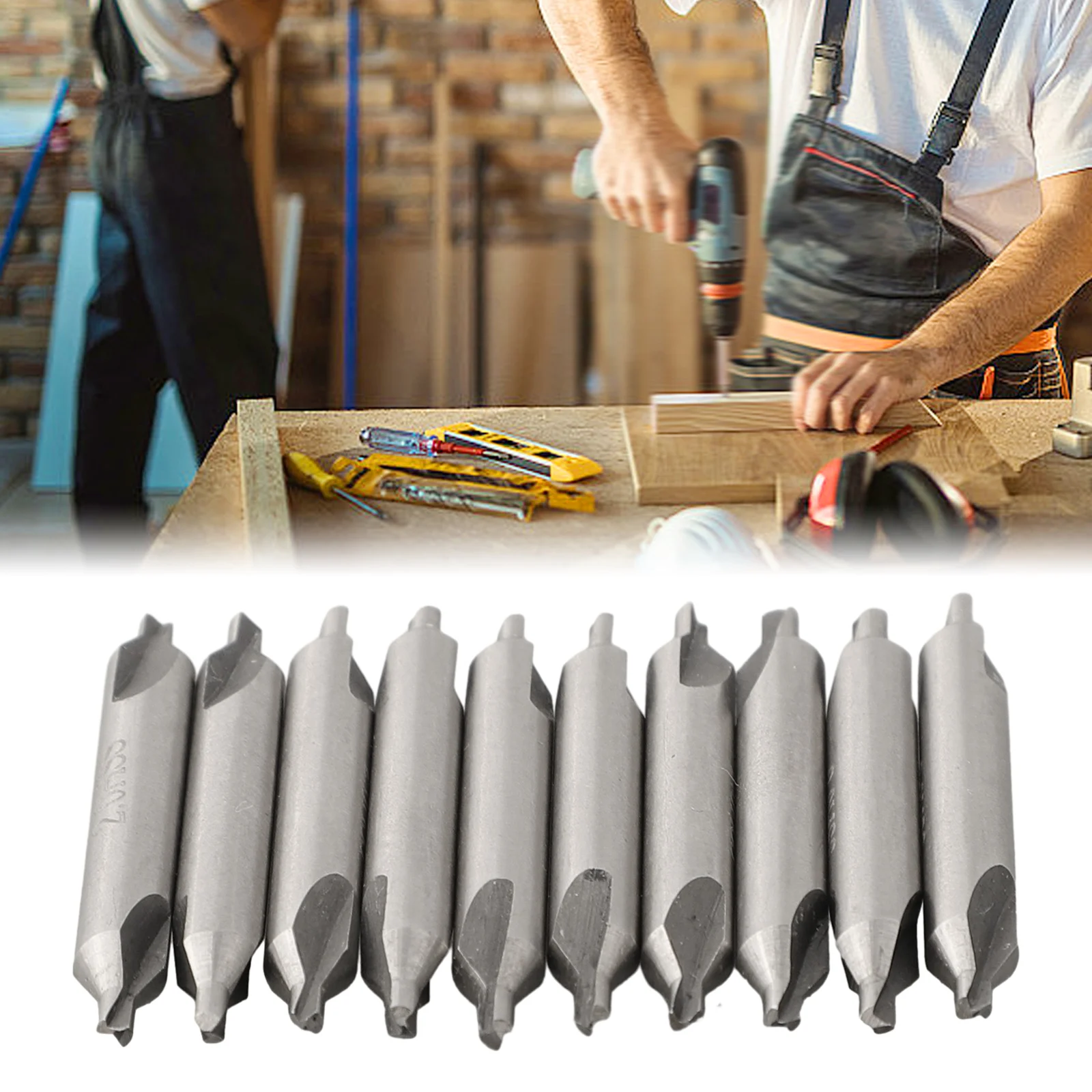 

10pcs 60 Degree High Speed Steel Countersinks 2mm Center Combined Drill Bits Spiral Center Drill Processing Tool