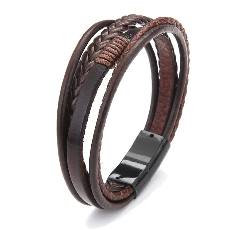 Delysia King Trendy Leather Braided Bracelet Alloy Magnetic