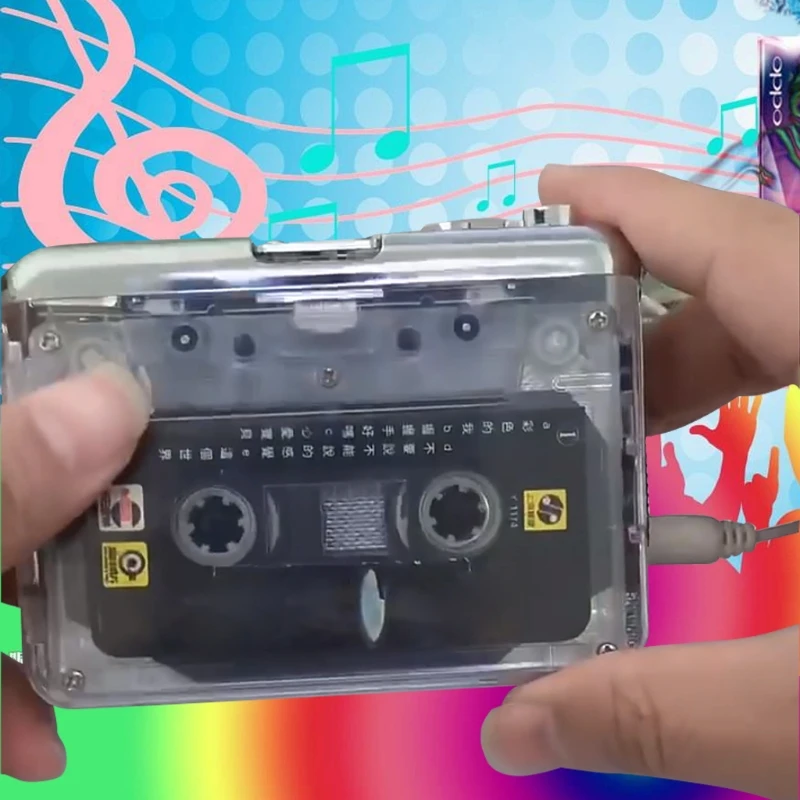 Clear Shell Walkman Music Cassette Tape to MP3 Digital Converter Player Convert Walkman Tape To MP3 Converter Play