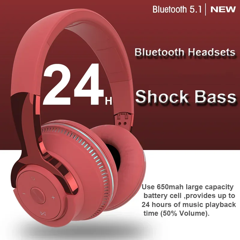 

Wireless Headsets Bluetooth Foldable Support TF SD-Card Playback Headphone with Mic Music Gaming Sport Earphone Tws HiFi Earbuds