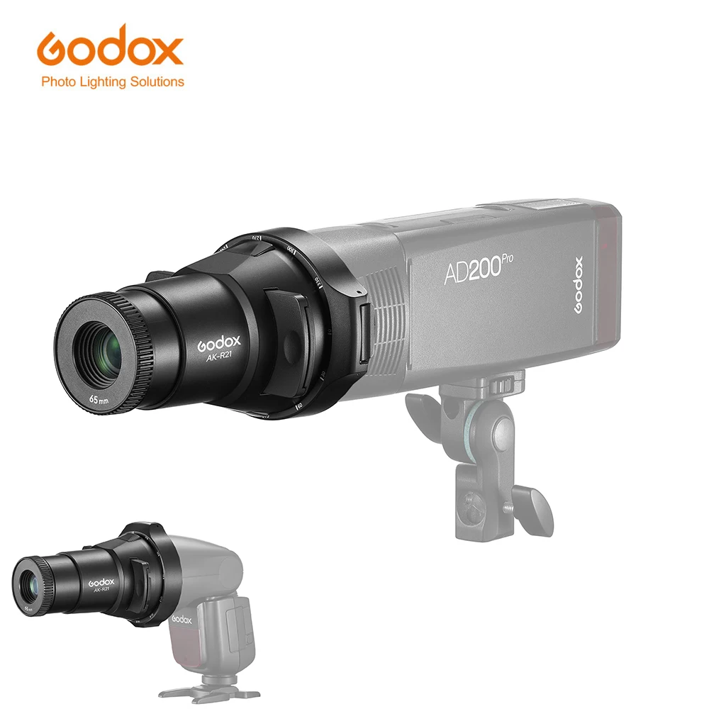 Godox Ak-R21 Proiettore Flash Per Fotocamera 65Mm Lente Di Proiezione Per Testa Tonda Flash + Slide Box + 2 * Diapositive Per Godox Ad100/Pro/Ad200/Pr