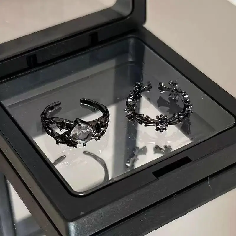 Gothic Cross Open Rings 1/2PCS For Women and Men Exquisite Diamond Jewelry