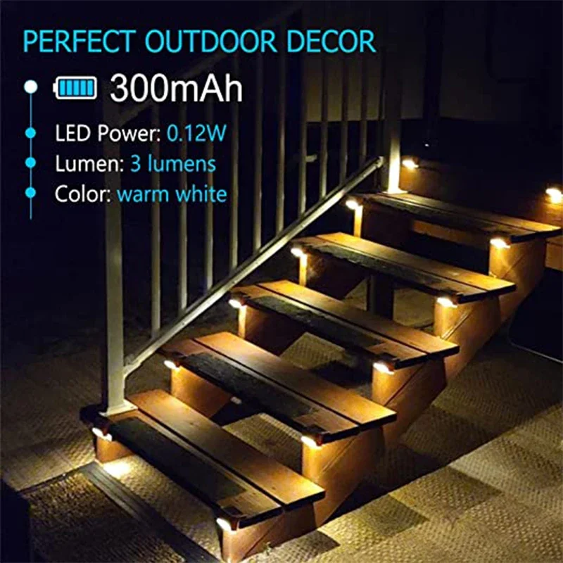 Solar Deck Lights 1-12 Pack Outdoor Step Lights Waterproof Led Solar Lights for Railing Stairs Step Fence Yard Patio and Pathway