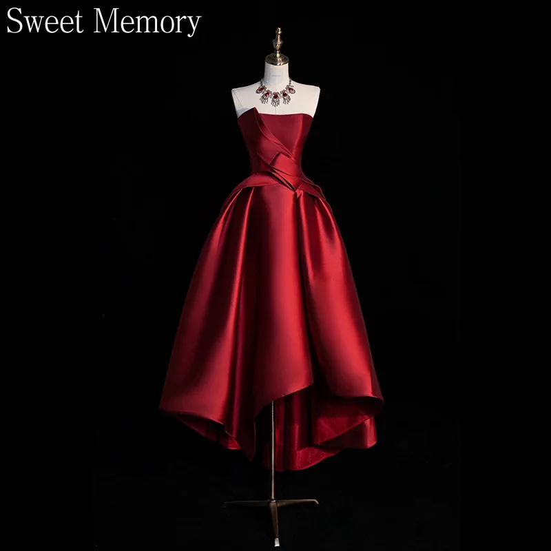 A4188 فساتين حفلة موسيقية فاخرة مخصصة عالية منخفضة الساتان فستان الزفاف مثير فساتين المناسبات الخاصة فستان الحفلات النسائية