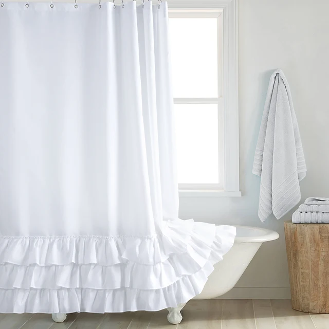 Ruffle Highstandard White Shower Curtain