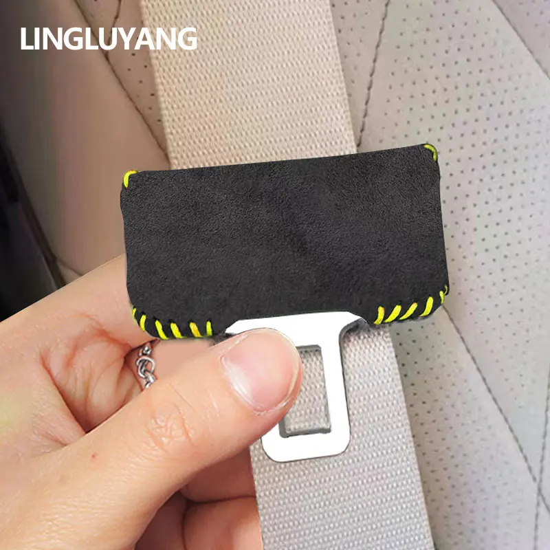 Car seat belt buckle clip protector suede fur interior button case anti-scratch cover
