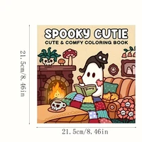 [Spooky Cutie Coloring Book] 1pc Cozy Hygge Spooky Cutie Adult Coloring Book - Relaxation with Adorable Creepy Creatures, Paper 2