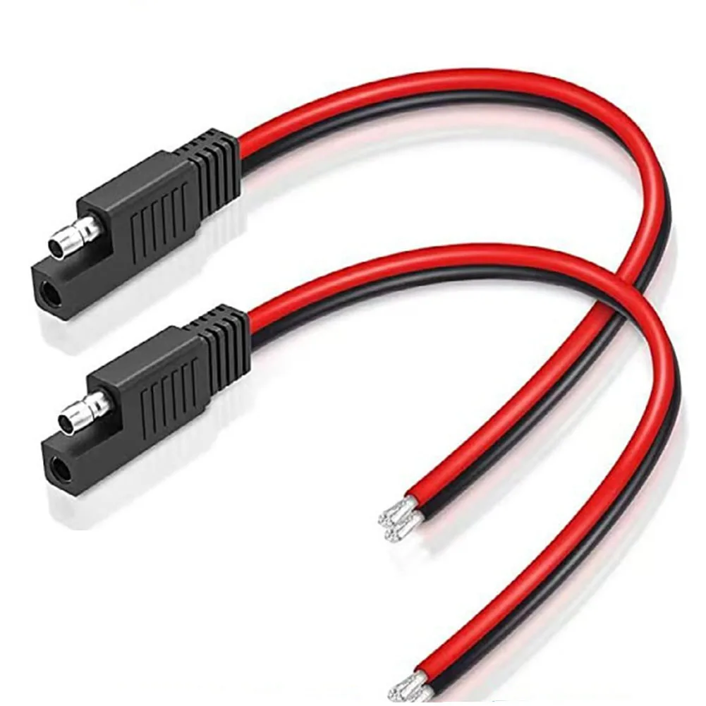 2Pcs SAE Single-ended Cable Power Extension Connector Plug Cable Solar Panel Battery Adapter Quick Connect